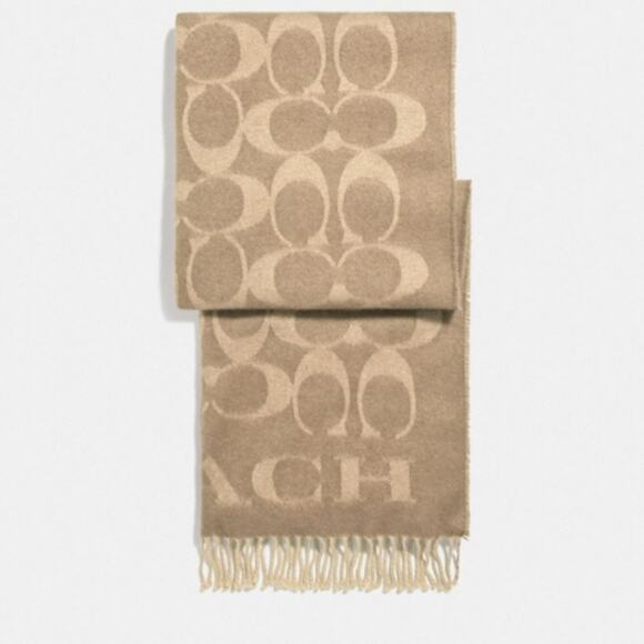 COACH SCARF SIGNATURE OVERSIZED MUFFLER CAMEL TAN ❗️ BESTSELLER❗NEW❗️ - Picture 1 of 3